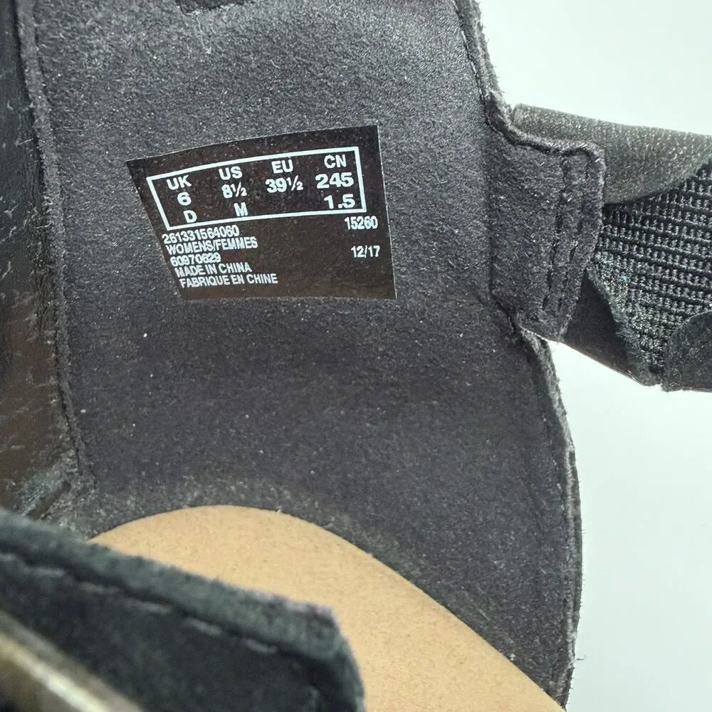 Clarks Valarie Kimble‎ Black Suede Open Toe Bootie size 8.5